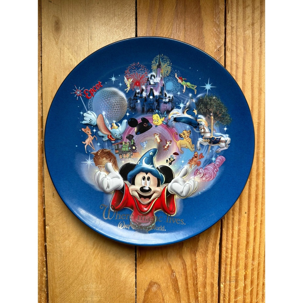 Vintage Walt Disney World Where Magic Live Porcelain 3D 8" Plate Sorcerer Mickey